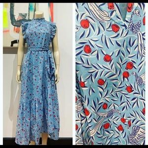Banjanan blue floral/ bird print maxi dress sz.S
